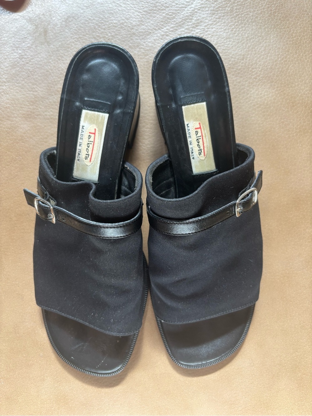 Talbots Black Slip-On Mule chucky mini heel Sandals